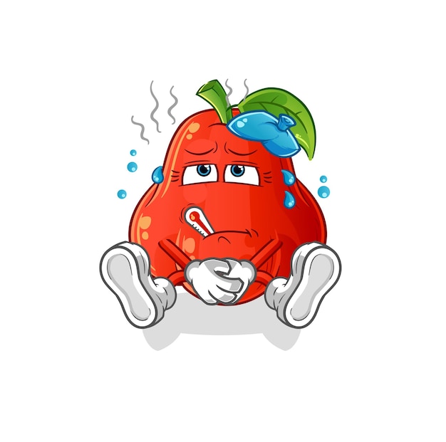 vector enfermo de manzana de agua. personaje animado