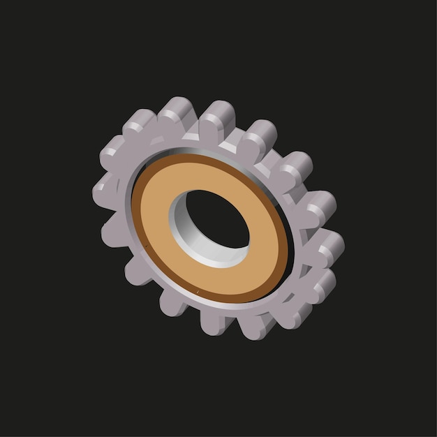Vector de engranajes metálicos Forma de rueda mecánica Elemento de plata industrial Círculo interior dorado