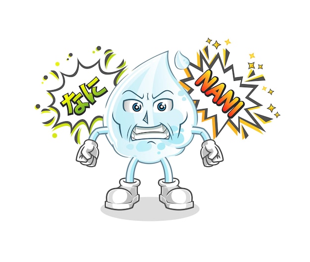 Vector enojado del anime de la gota de leche. personaje animado