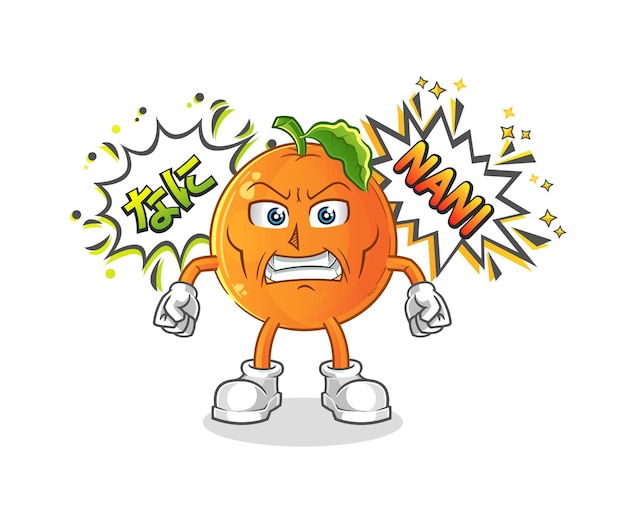 Vector enojado de anime naranja. personaje animado