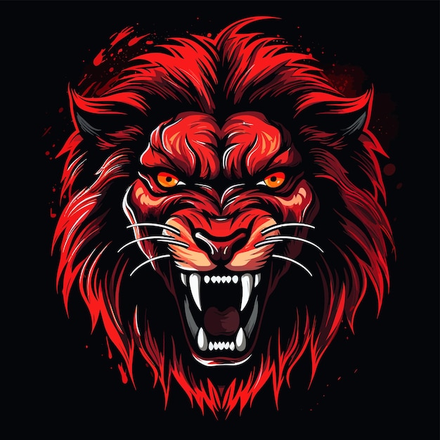 Vector enojado del rey león rojo