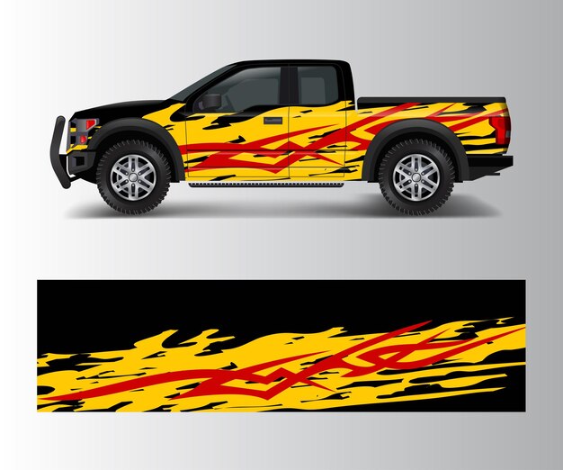 Vector de envoltura de camión y furgoneta de carga Diseño de envoltura de calcomanía de automóvil Diseños de franjas abstractas gráficas para carreras de vehículos todoterreno aventura y auto de librea