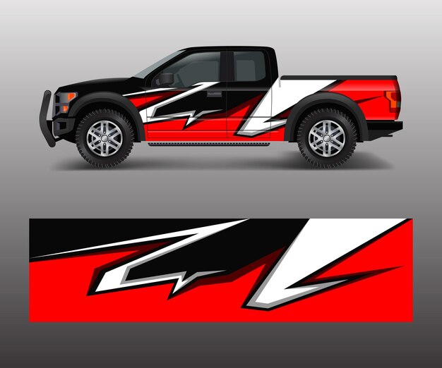 Vector de envoltura de camión y furgoneta de carga Diseño de envoltura de calcomanía de automóvil Diseños de franjas abstractas gráficas para carreras de vehículos todoterreno aventura y auto de librea