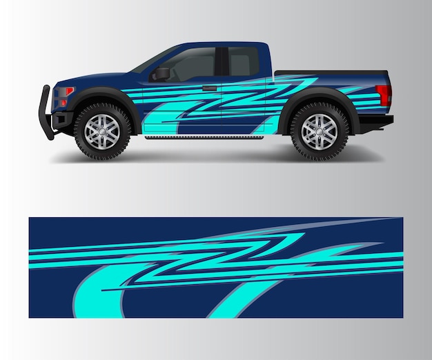 Vector de envoltura de camión y furgoneta de carga Diseño de envoltura de calcomanía de automóvil Diseños de franjas abstractas gráficas para carreras de vehículos todoterreno aventura y auto de librea