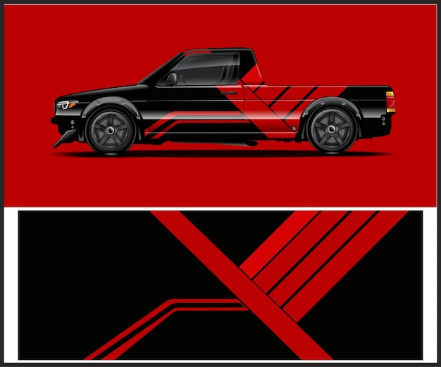Vector de envoltura de camiones rojo y negro