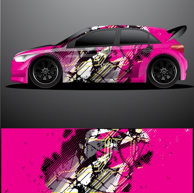 Vector de envoltura gráfica de calcomanía de coche de rally, fondo abstracto