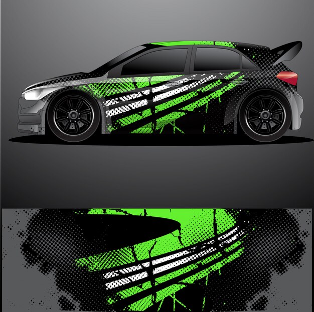 Vector de envoltura gráfica de calcomanía de coche de rally, fondo abstracto