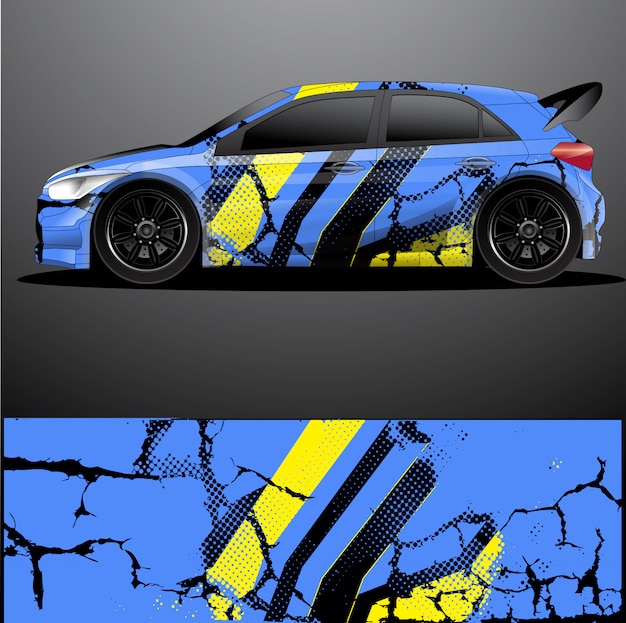 Vector de envoltura gráfica de calcomanía de coche de rally, fondo abstracto