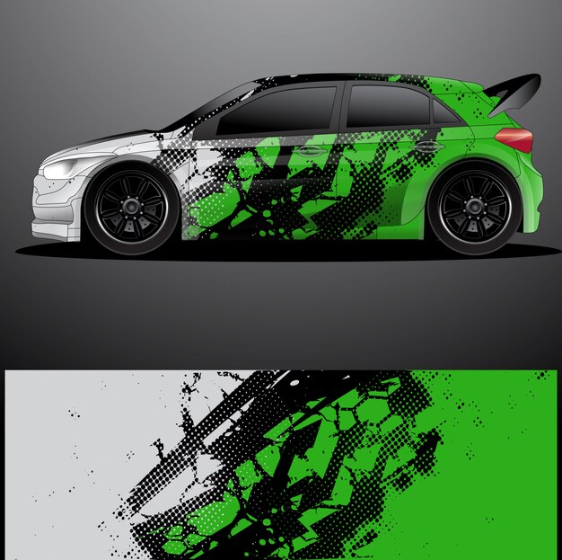 Vector de envoltura gráfica de calcomanía de coche de rally, fondo abstracto