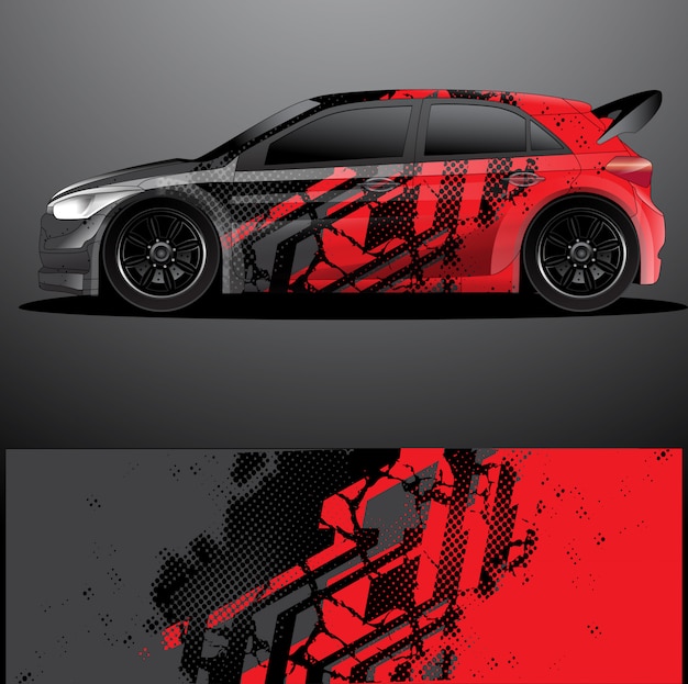 Vector de envoltura gráfica de calcomanía de coche de rally, fondo abstracto