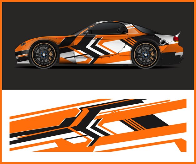 vector de envoltura de gráficos de calcomanía de auto deportivo para diseño de envoltura de auto