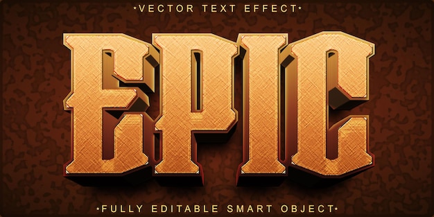 Vector épico marrón Efecto de texto de objeto inteligente totalmente editable