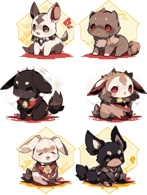 Vector eps para animales chibi adoptables