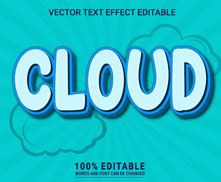 Vector vector de eps de efecto de texto editable en la nube