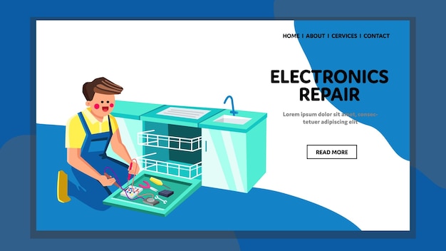 Vector de equipo de reparación de servicio de reparación de electrónica