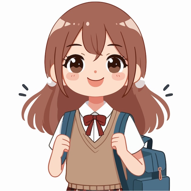 Vector es un personaje alegre de colegiala con un estilo de diseño plano simple y minimalista