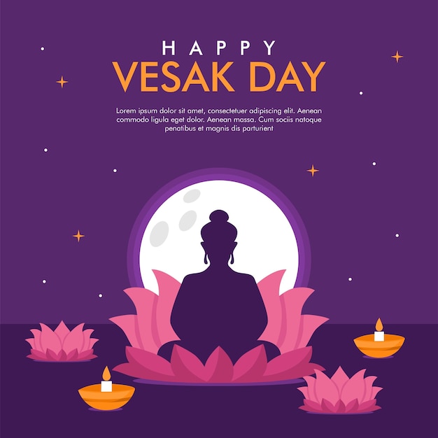 Vector es una plantilla de banner para el día de Vesak.