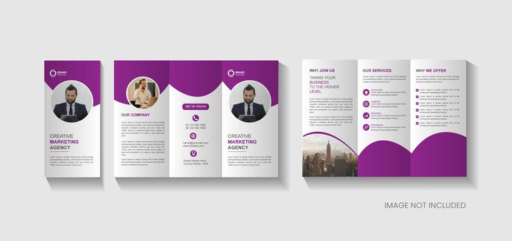 Vector es una plantilla de folleto triplo de negocios creativos.