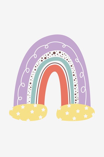 Vector escandinavo del cartel del arco iris de boho