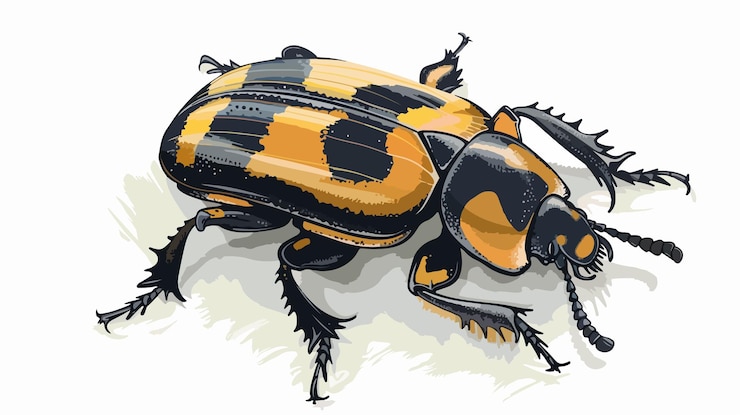 Vector vector de escarabajo aislado en fondo blanco ilustración detallada de insectos