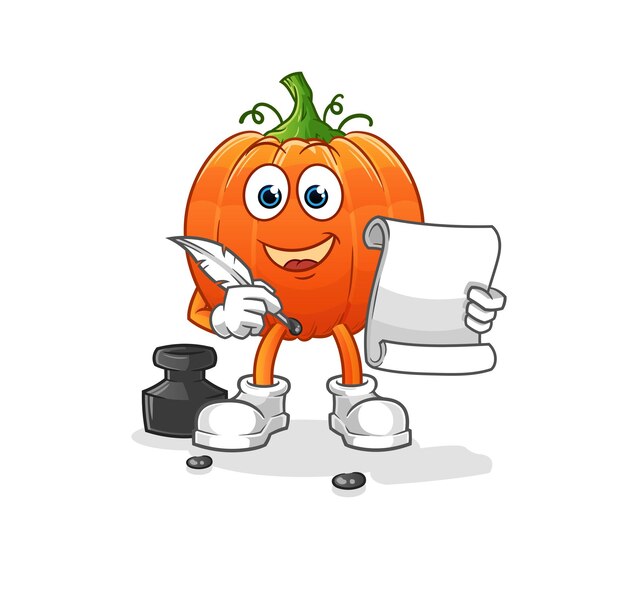 vector de escritor de calabaza. personaje animado