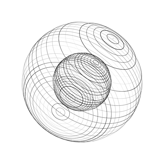 Vector esfera futurista de partículas y líneas conexión de red big data fondo de tecnología abstracta