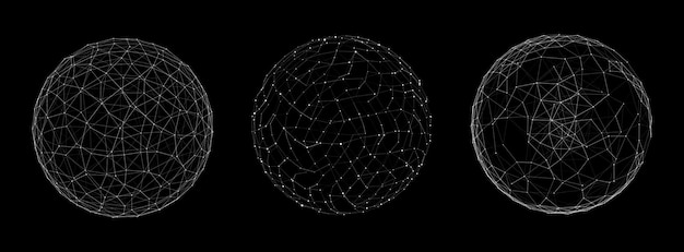 Vector esfera futurista de partículas y líneas Conexión de red big data Fondo de tecnología abstracta