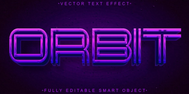 Vector espacial de órbita púrpura Efecto de texto de objeto inteligente totalmente editable