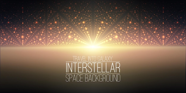 Vector espacio interestelar de fondo ilustración de galaxia cósmica de fondo con nebulosa polvo de estrellas y