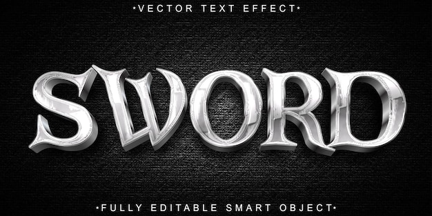 Vector de espada Efecto de texto de objeto inteligente totalmente editable