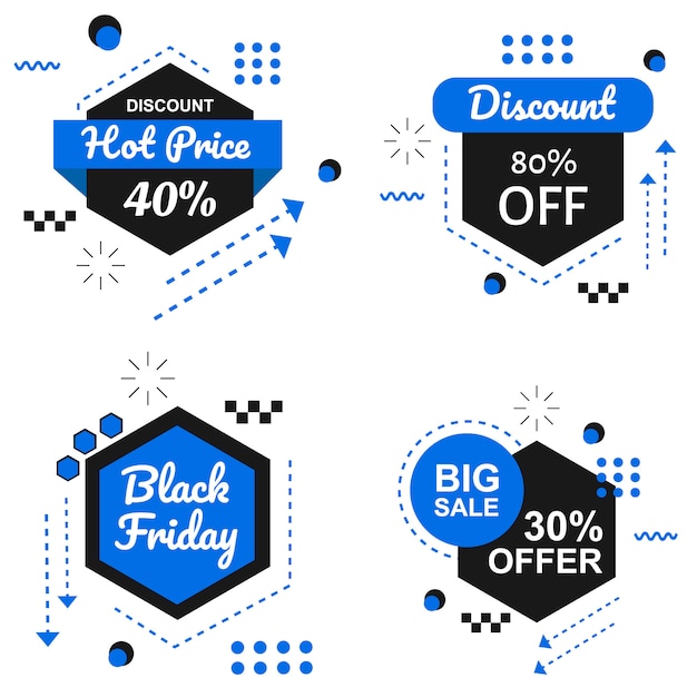 Vector vector especial de black friday blue banner set