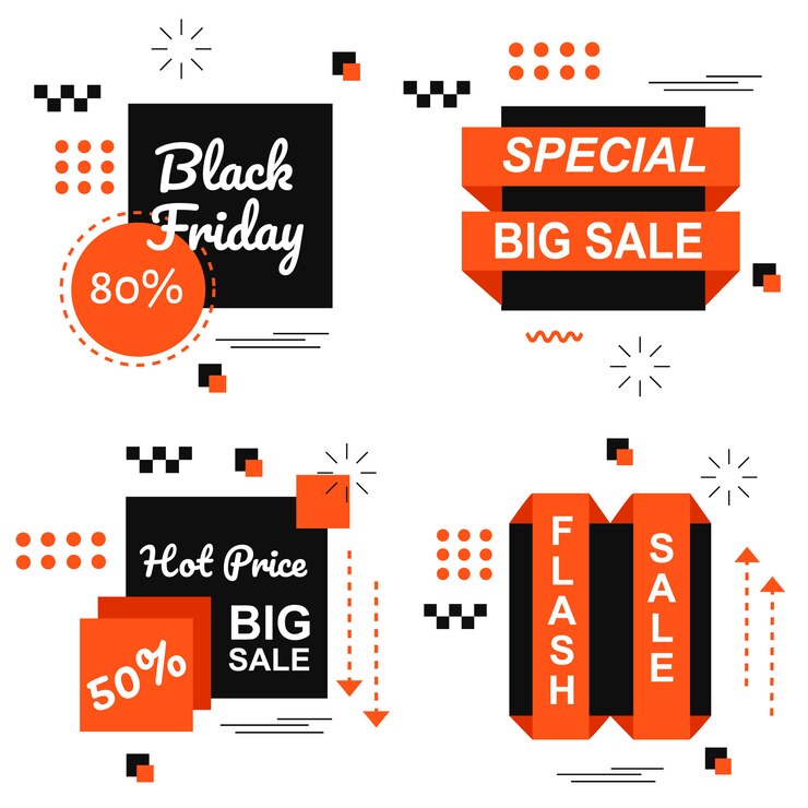 Vector especial de Black Friday Orange Banner conjunto