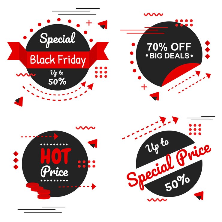 Vector especial de Black Friday Red Banner Set