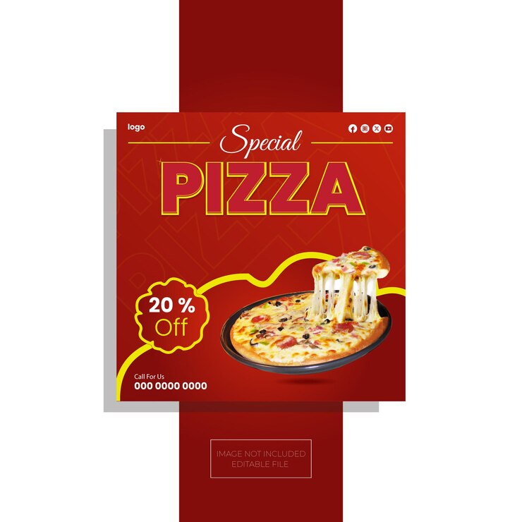 Vector especial deliciosa pizza plantilla de diseño de publicaciones en las redes sociales