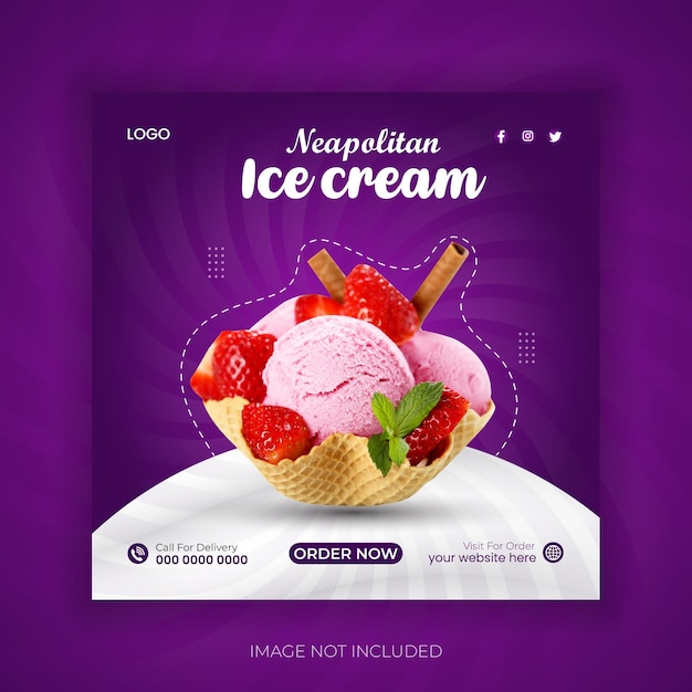 Vector especial delicioso helado post de redes sociales plantilla de diseño de banner