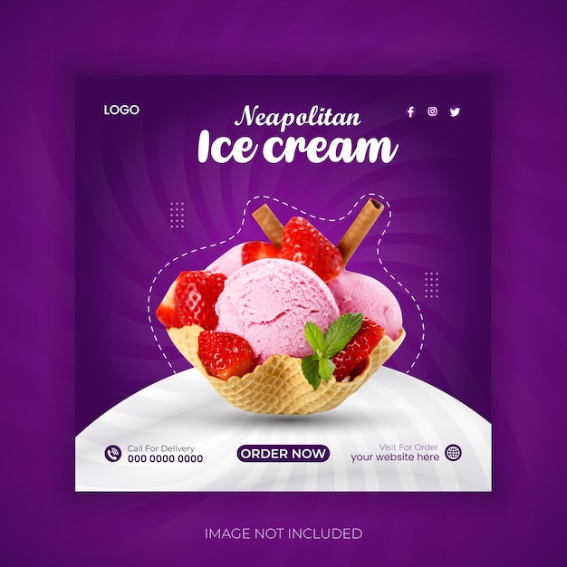 Vector vector especial delicioso helado post de redes sociales plantilla de diseño de banner