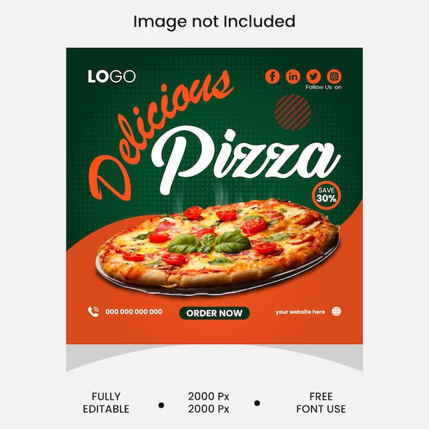 Vector especial de promoción de pizza en las redes sociales instagram puesto de publicidad banner