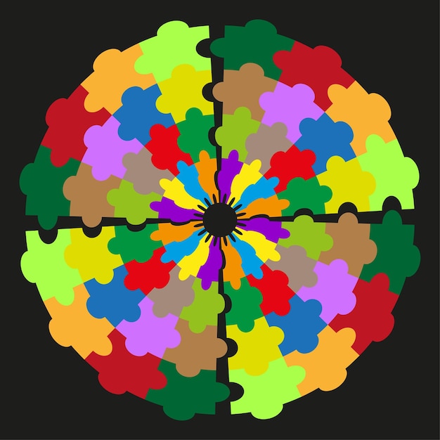 Vector de espiral floral Forma de flor multicolor Patrón de pétalos giratorios Icono de flor abstracto
