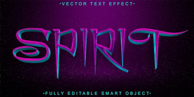 Vector de Espíritu Púrpura Efecto de texto de objeto inteligente totalmente editable