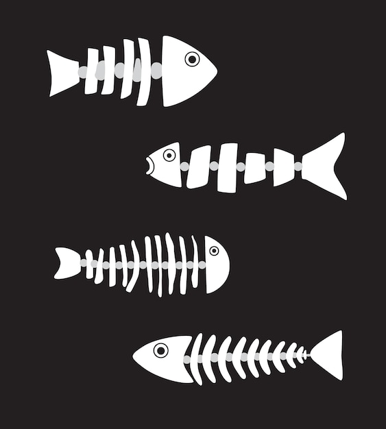 vector de esqueleto y huesos de pescado