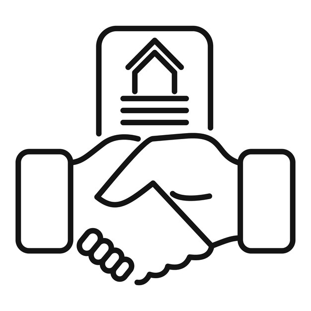 Vector de esquema del icono del acuerdo de apretón de manos colateral Ayuda de planificación