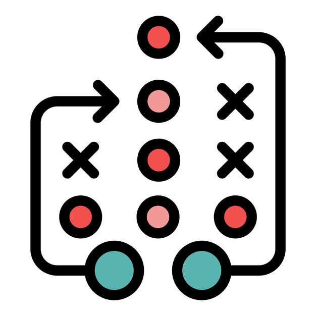 Vector de esquema de icono de estrategia de ajedrez juego en línea de casino juego de color plano