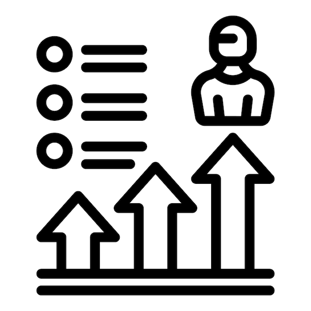 Vector de esquema de icono de progresión de la capacidad personal adquirir nuevas habilidades