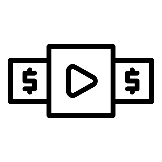 Vector de esquema de icono de proyecto de video Mercado de SEO Plan de contenido