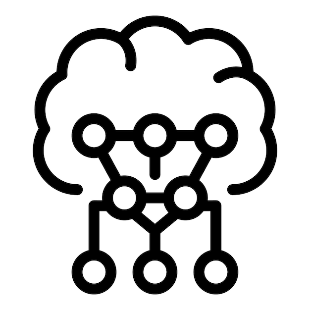 Vector de esquema de icono de tormenta de ideas de negocios Investigación de ideas lógicas