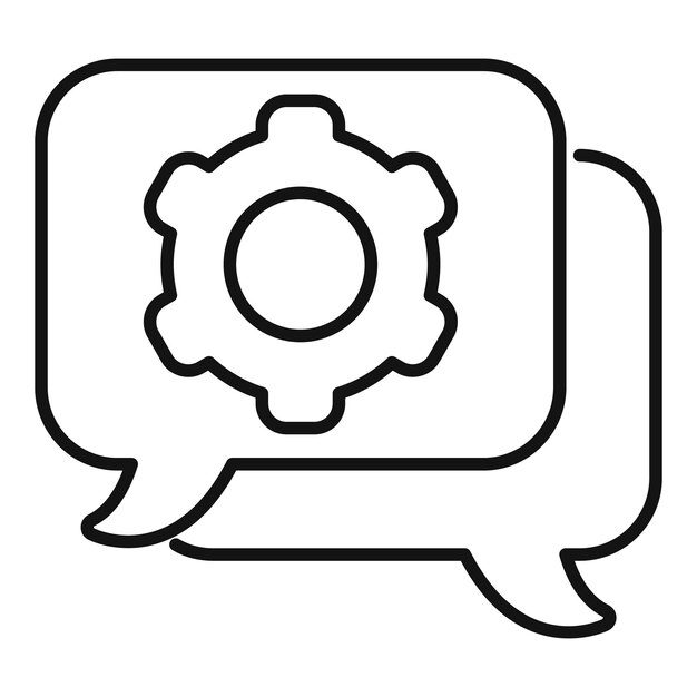 Vector de esquema de icono de visión general de la tecnología de chat Máquina de cooperación