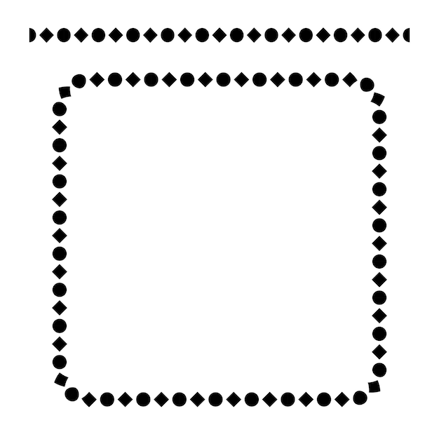 Vector esquina redondeada marco cuadrado negro, aislado en blanco