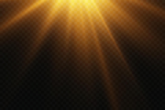 Vector estallido de luz dorada el resplandor del sol los rayos del sol amanecer amanecer