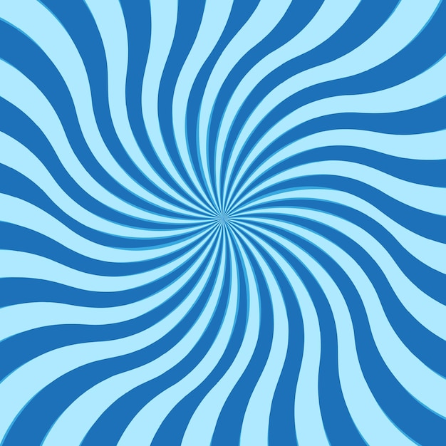 Vector de estallido solar ondulado Fondo de remolino azul Patrón radial a rayas Diseño abstracto dinámico