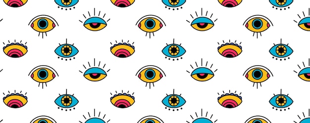Vector estético contemporáneo imprimible retro ojo fondo de patrón sin costura